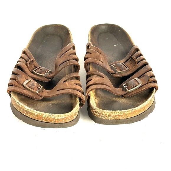 Birkenstock Granada Leather Sandals Slide Brown Womens Size 37 US 6 Boho Casual - Picture 2 of 10
